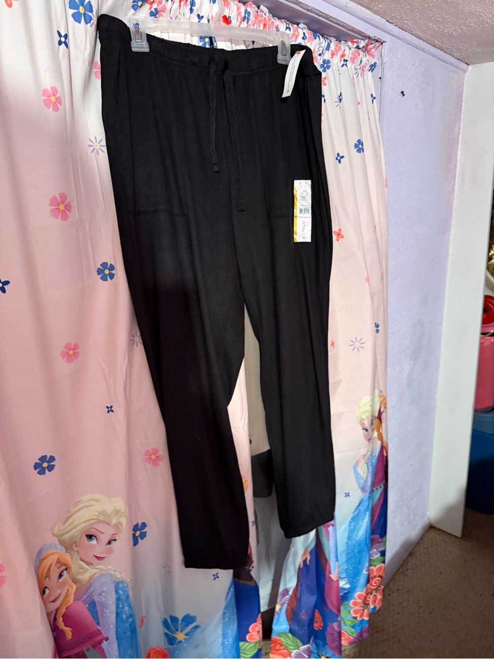 Women's Black Drawstring Lounge Pajama Pants